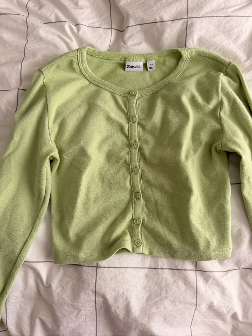 Sunday Best Green Cropped Button-Up Sweater